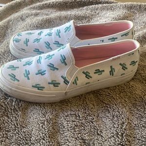 White & cactus print Keds
